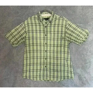 Royal Robbins Men's Green Plaid Short Sleeve Button-Up Shirt - Large